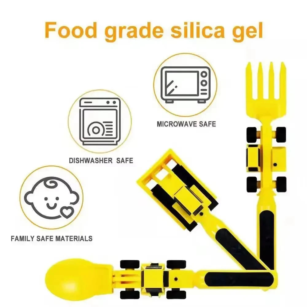 Creatively Kids Dining Tool Set PP Spoon Fork Knife Car Bulldozer Excavator Shovel Spoon Fork Safe And Practical Utensils