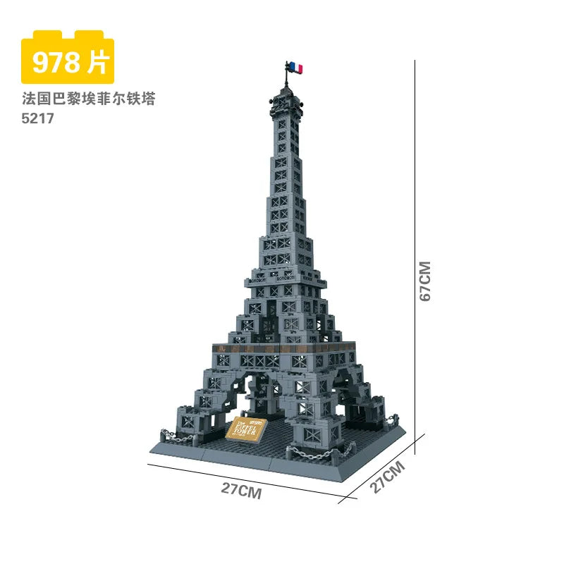 70+ Models World Famous Architecture Eiffel Tower Taj Maha Building Blocks London Paris Wange Expert Creative Bricks Villa House