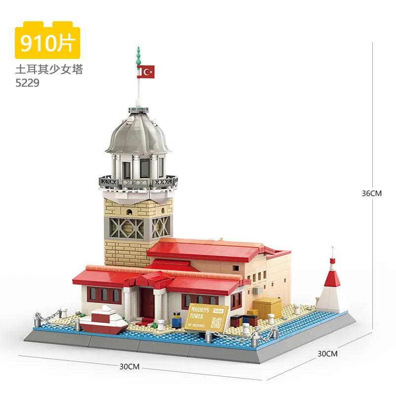 70+ Models World Famous Architecture Eiffel Tower Taj Maha Building Blocks London Paris Wange Expert Creative Bricks Villa House