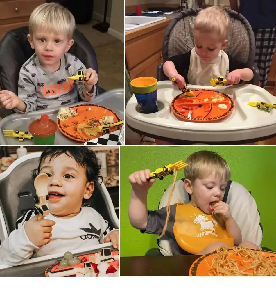 Creatively Kids Dining Tool Set PP Spoon Fork Knife Car Bulldozer Excavator Shovel Spoon Fork Safe And Practical Utensils