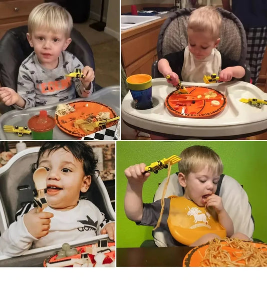Creatively Kids Dining Tool Set PP Spoon Fork Knife Car Bulldozer Excavator Shovel Spoon Fork Safe And Practical Utensils