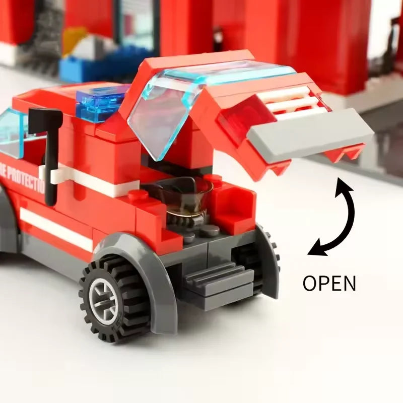 New 758pcs City Fire Station Building Blocks Sets Fire Truck Helicopter Firefighter Rescue Bricks Kids Educational DIY Toys Gift
