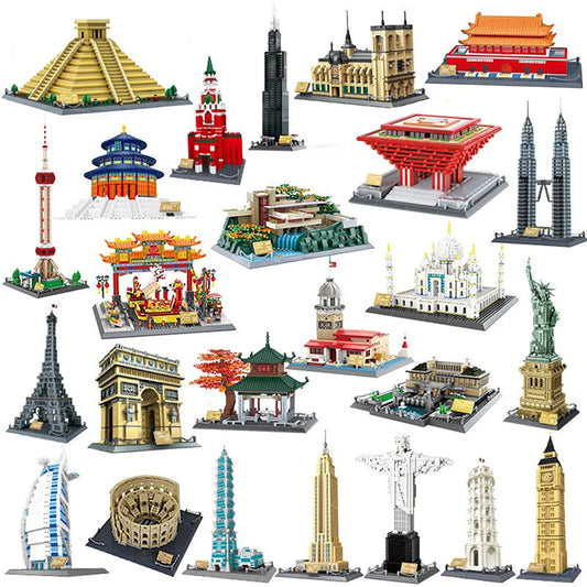 70+ Models World Famous Architecture Eiffel Tower Taj Maha Building Blocks London Paris Wange Expert Creative Bricks Villa House