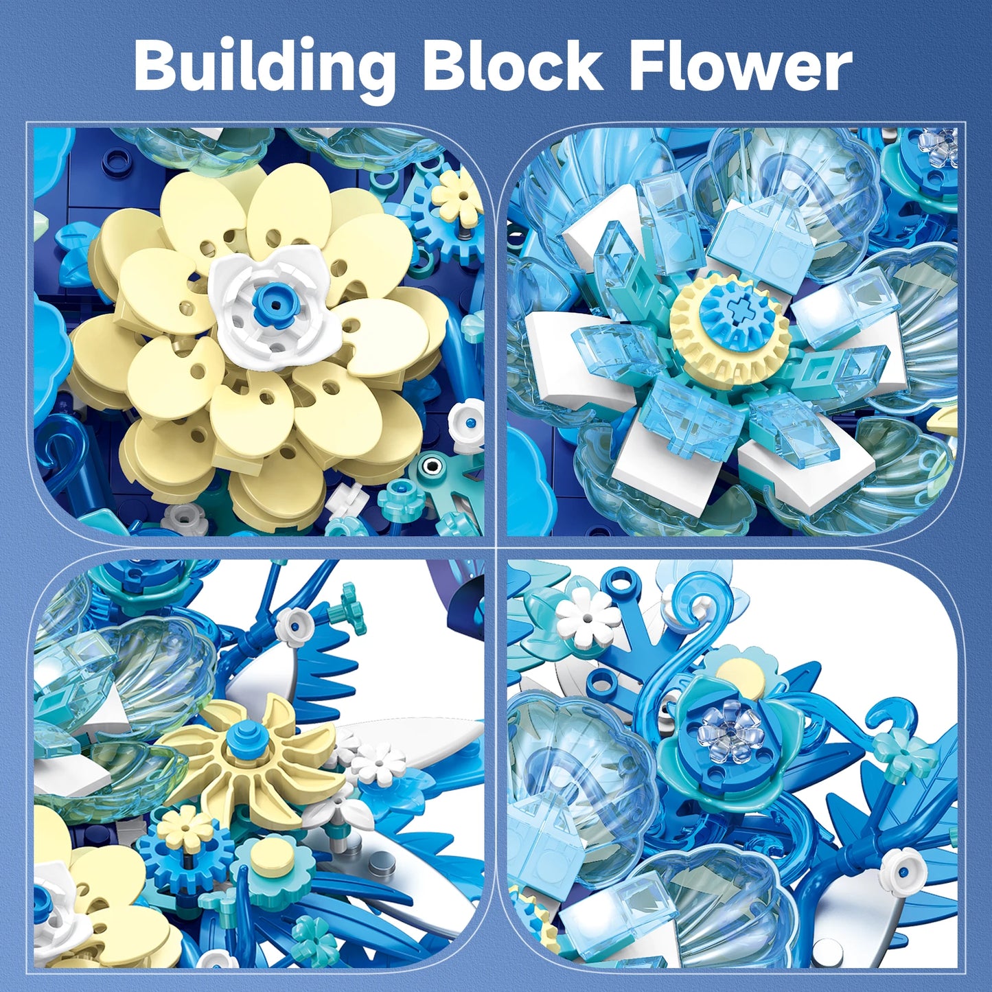 Flowers Building Set, Flower Centerpiece Building Blocks Assembly Toys for Adults, Kids, Ideal Gifts for Birthday Boys, Girls