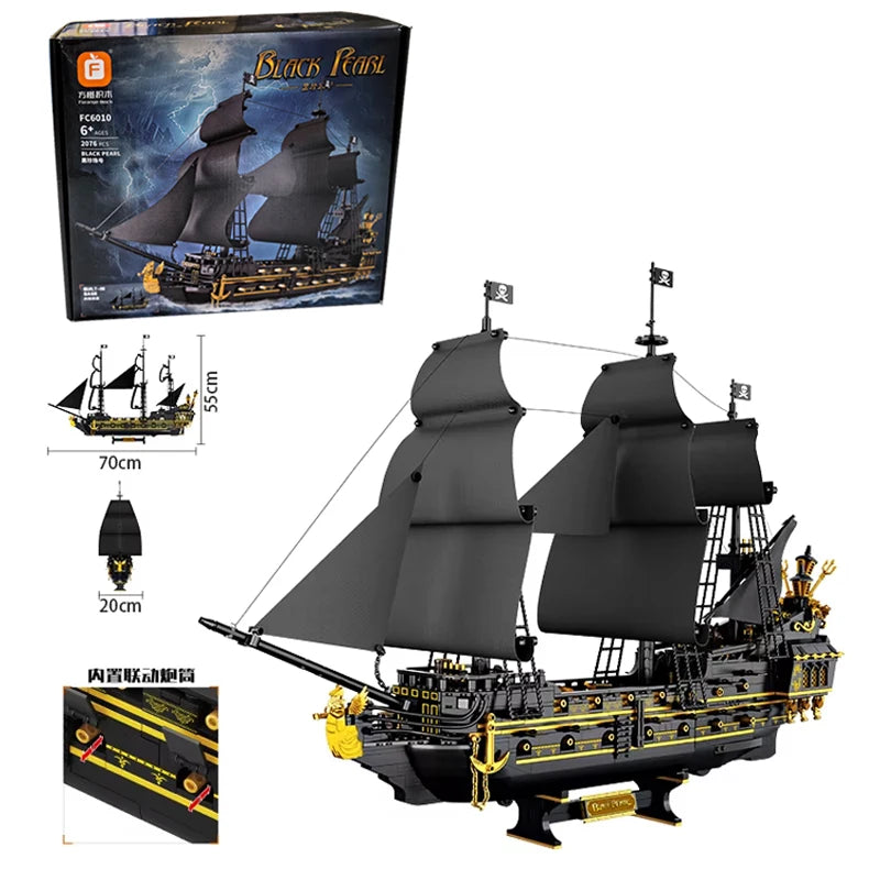 2076PCS Pirate Ship Building Bricks Assembly MOC Blocks Toys Boat Model Creative Ornament Collection Educational Toys For Gifts