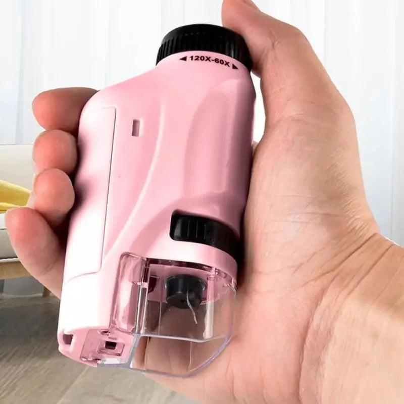 Microscope For Children's Development Of Intelligence Handheld Children's Plant Exploration Electric Lighting Mini Microscope