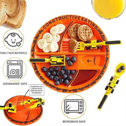 Creatively Kids Dining Tool Set PP Spoon Fork Knife Car Bulldozer Excavator Shovel Spoon Fork Safe And Practical Utensils