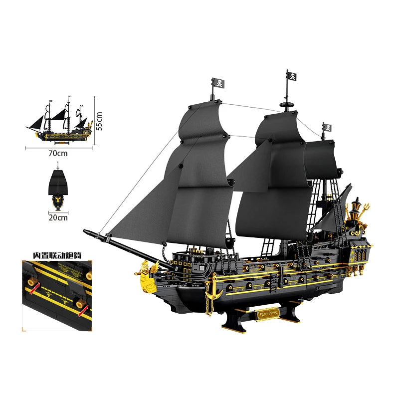 2076PCS Pirate Ship Building Bricks Assembly MOC Blocks Toys Boat Model Creative Ornament Collection Educational Toys For Gifts