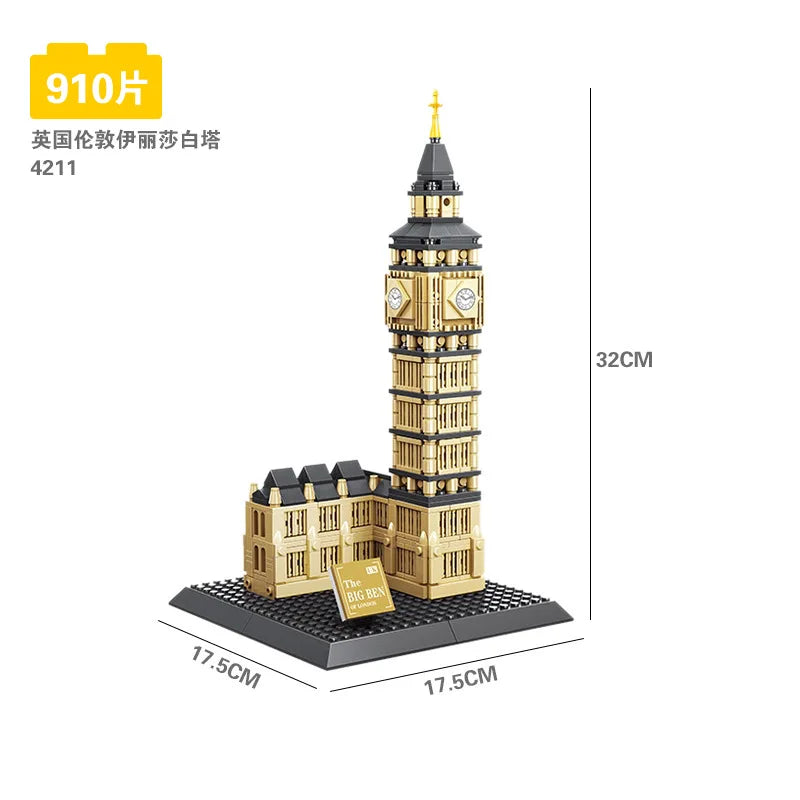 70+ Models World Famous Architecture Eiffel Tower Taj Maha Building Blocks London Paris Wange Expert Creative Bricks Villa House