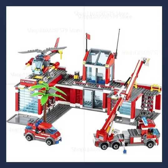 New 758pcs City Fire Station Building Blocks Sets Fire Truck Helicopter Firefighter Rescue Bricks Kids Educational DIY Toys Gift