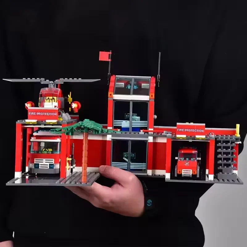 New 758pcs City Fire Station Building Blocks Sets Fire Truck Helicopter Firefighter Rescue Bricks Kids Educational DIY Toys Gift